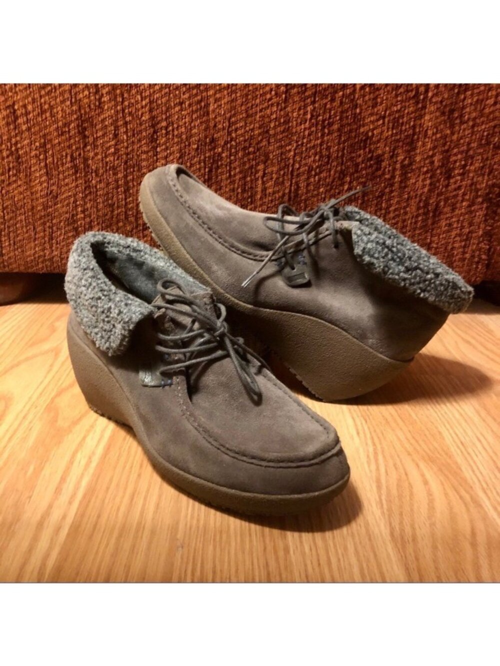 Camper Alicante Grey Suede Wedge Felt Bootie US 10